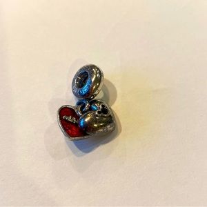 Retired Pandora x Disney Minnie and Mickey Mouse Sterling Silver Heart C…